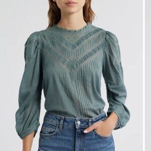 NWT Doen Adelphine Pleated Lace Organic Cotton Top